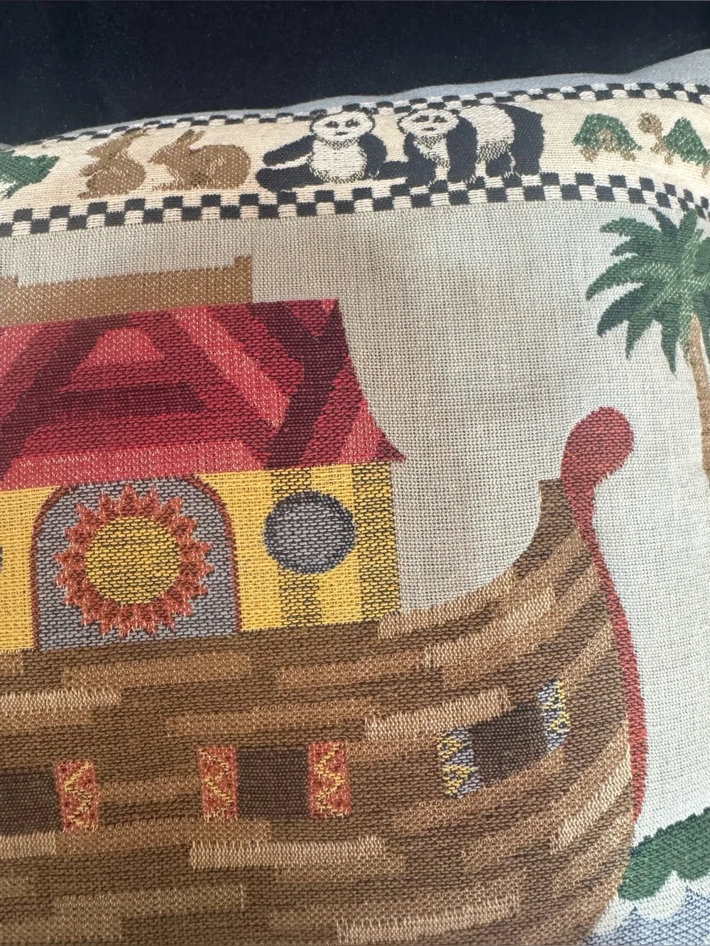 Noah’s Ark Animal Tapestry Throw Pillow 16x16